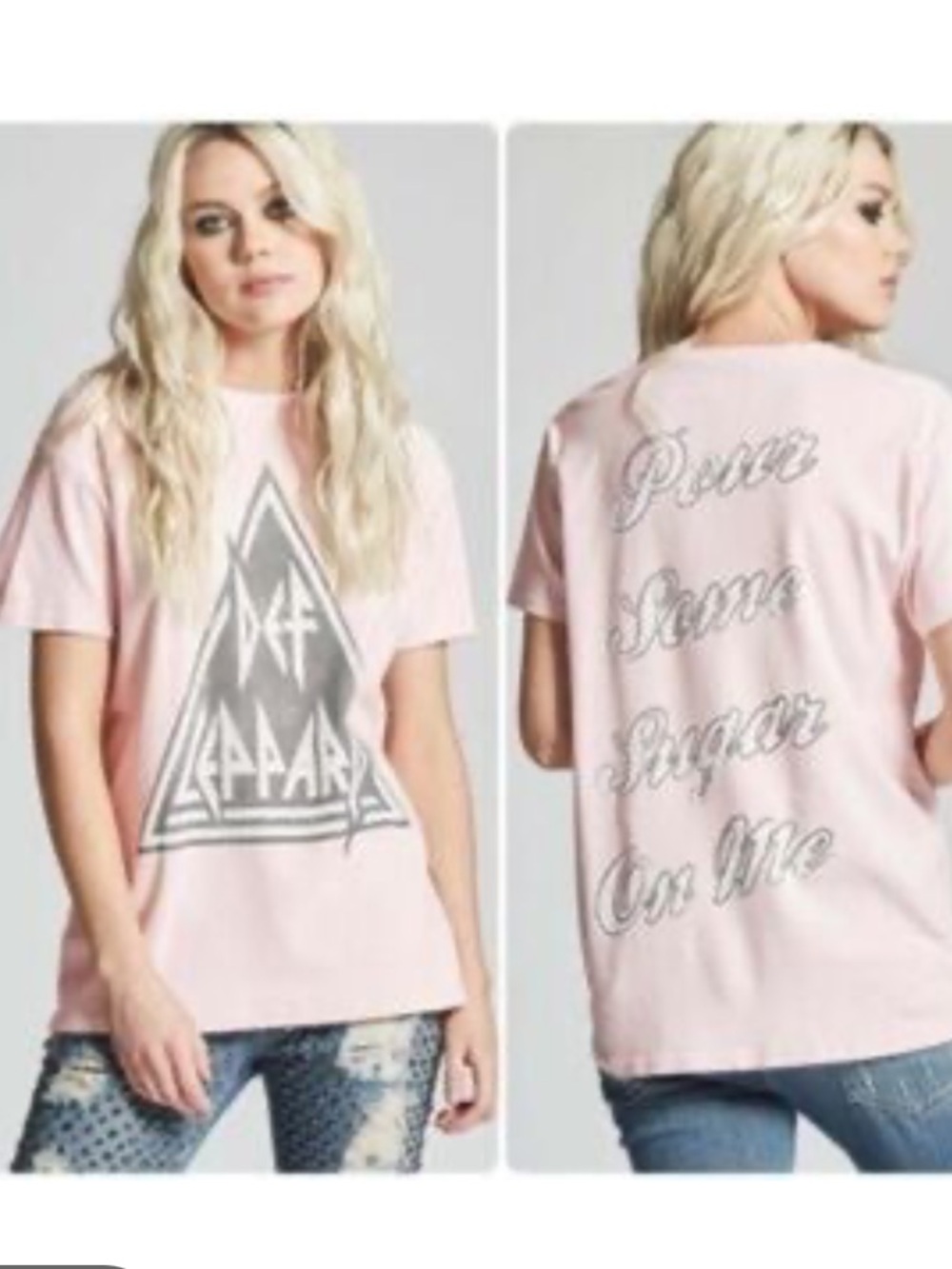Recycled Karma Def Leppard Pour Some Sugar On Me Pink T Shirt Sz S